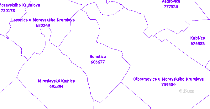Katastrální mapa Bohutice
