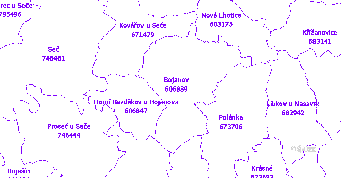 Katastrální mapa Bojanov