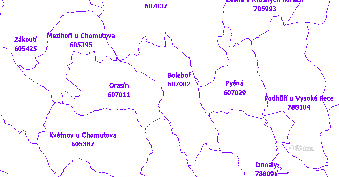 Katastrální mapa Boleboř