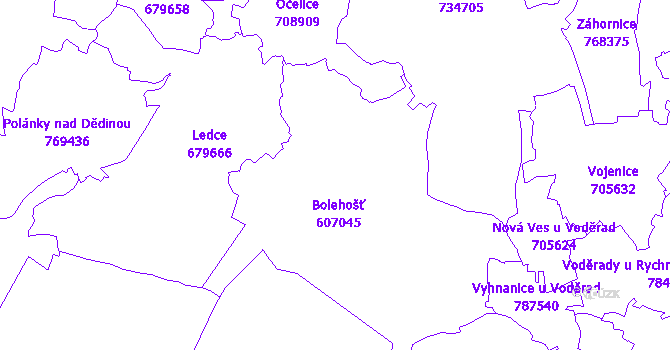 Katastrální mapa Bolehošť