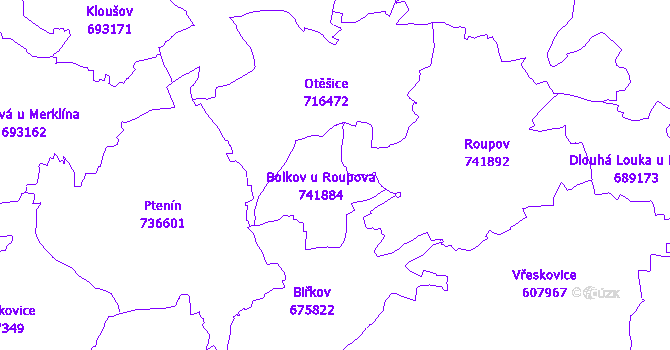 Katastrální mapa Bolkov