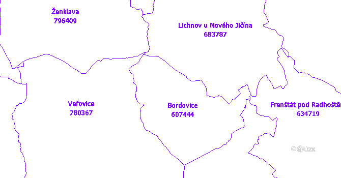 Katastrální mapa Bordovice