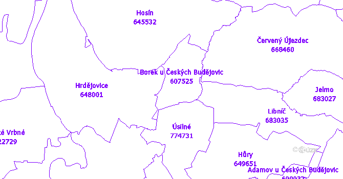 Katastrální mapa Borek