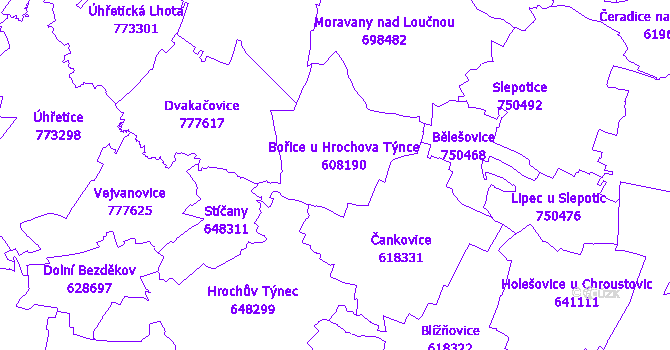 Katastrální mapa Bořice