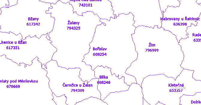 Katastrální mapa Bořislav
