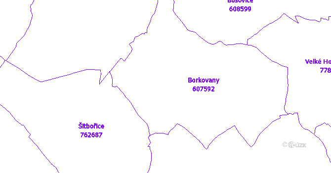 Katastrální mapa Borkovany