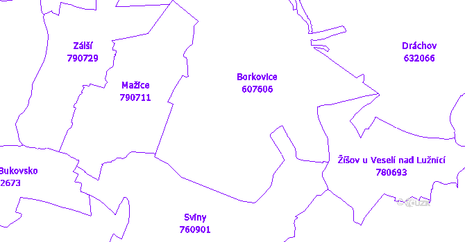 Katastrální mapa Borkovice