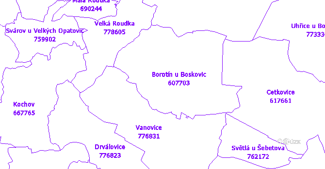 Katastrální mapa Borotín