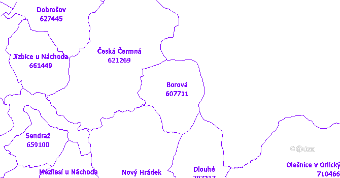 Katastrální mapa Borová