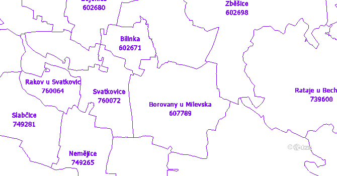 Katastrální mapa Borovany