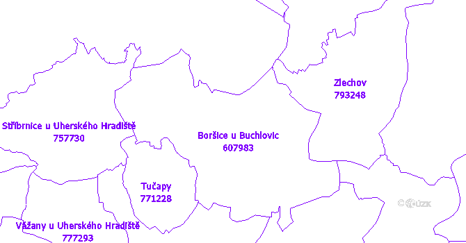 Katastrální mapa Boršice