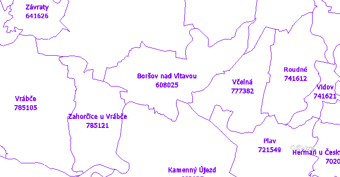Katastrální mapa Boršov nad Vltavou