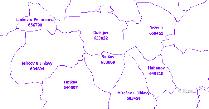 Katastrální mapa Boršov