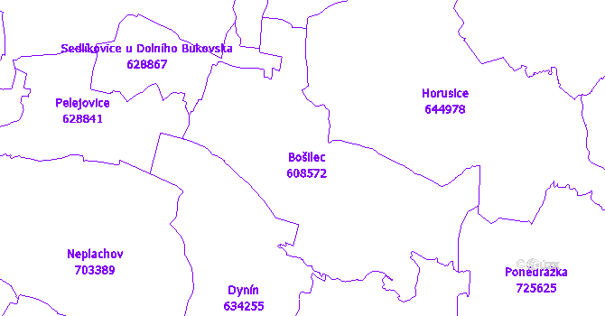 Katastrální mapa Bošilec