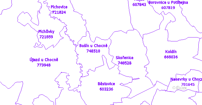 Katastrální mapa Bošín