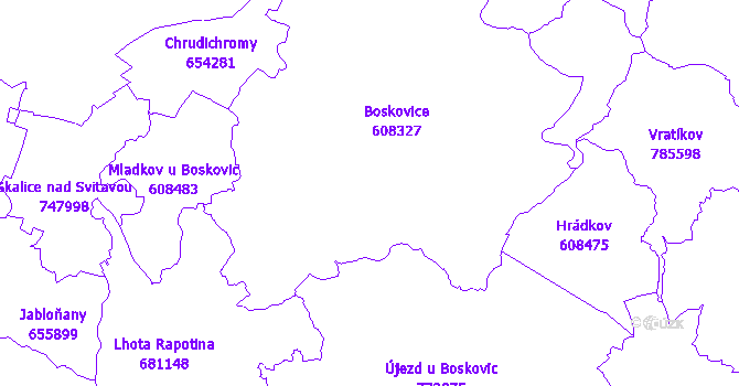 Katastrální mapa Boskovice