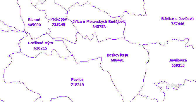Katastrální mapa Boskovštejn