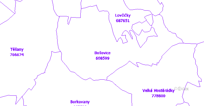 Katastrální mapa Bošovice