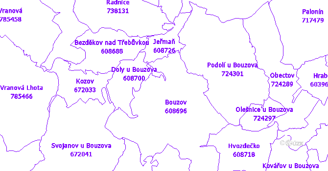 Katastrální mapa Bouzov