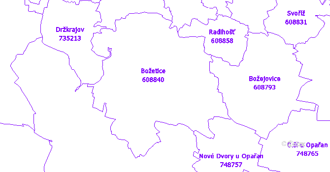 Katastrální mapa Božetice