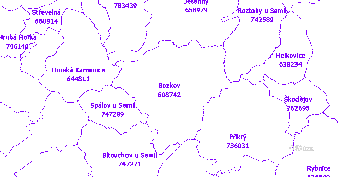 Katastrální mapa Bozkov