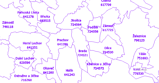 Katastrální mapa Brada-Rybníček