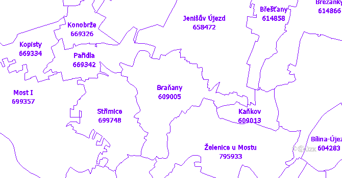 Katastrální mapa Braňany