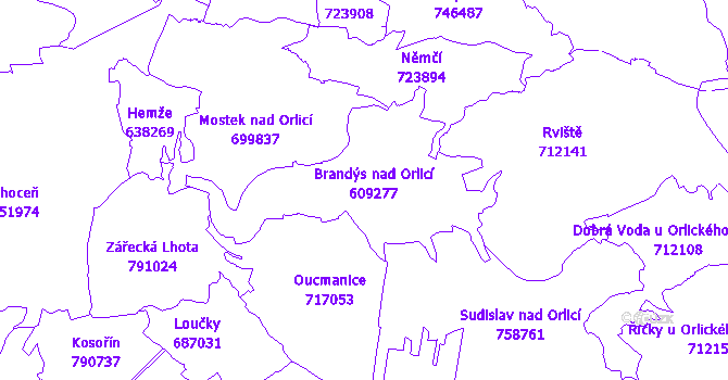 Katastrální mapa Brandýs nad Orlicí