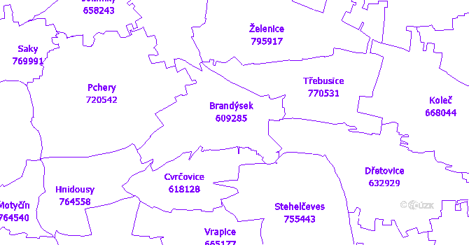 Katastrální mapa Brandýsek