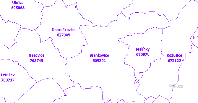 Katastrální mapa Brankovice