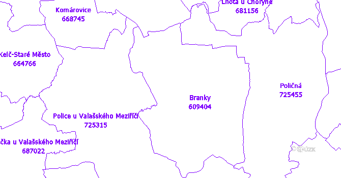 Katastrální mapa Branky