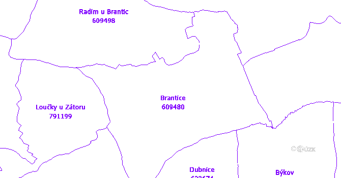 Katastrální mapa Brantice