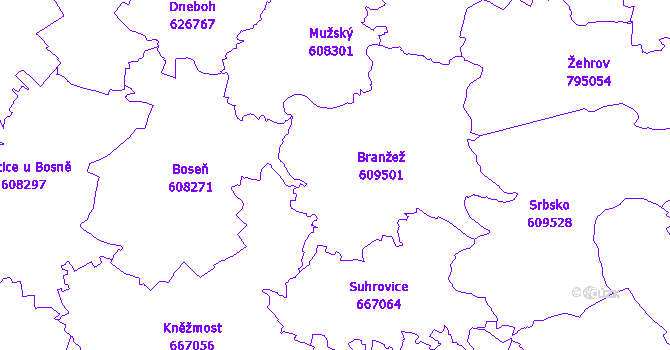 Katastrální mapa Branžež
