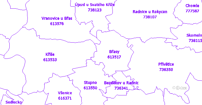 Katastrální mapa Břasy