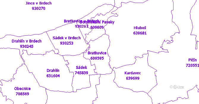 Katastrální mapa Bratkovice