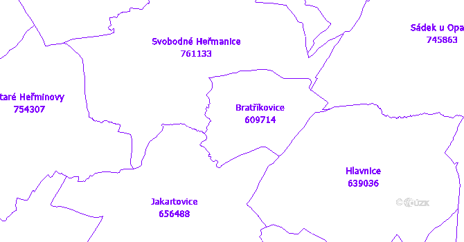Katastrální mapa Bratříkovice