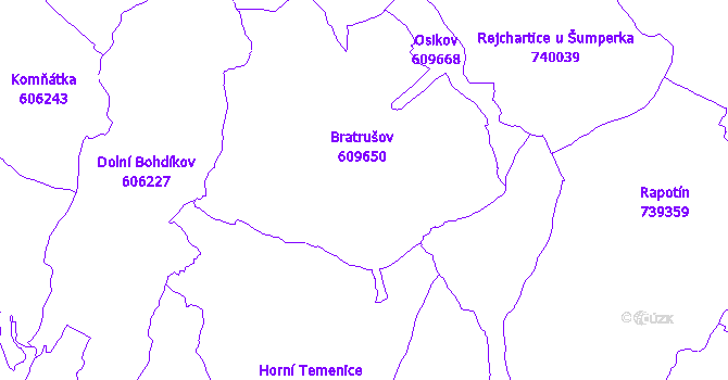 Katastrální mapa Bratrušov