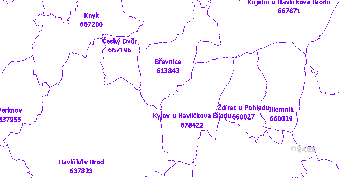 Katastrální mapa Břevnice