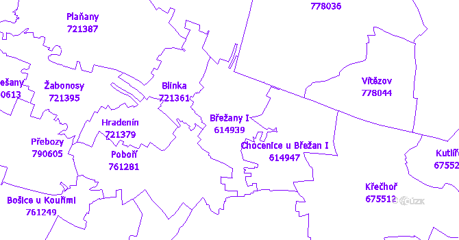 Katastrální mapa Břežany I