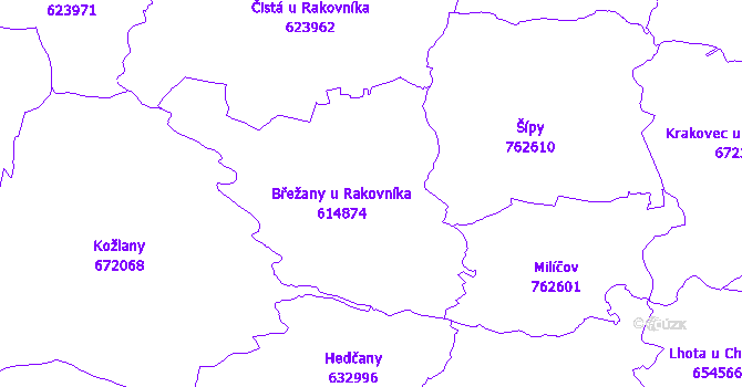 Katastrální mapa Břežany