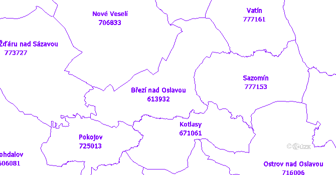 Katastrální mapa Březí nad Oslavou