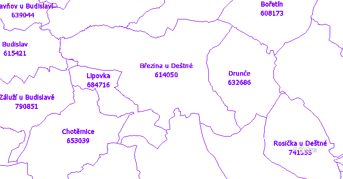 Katastrální mapa Březina
