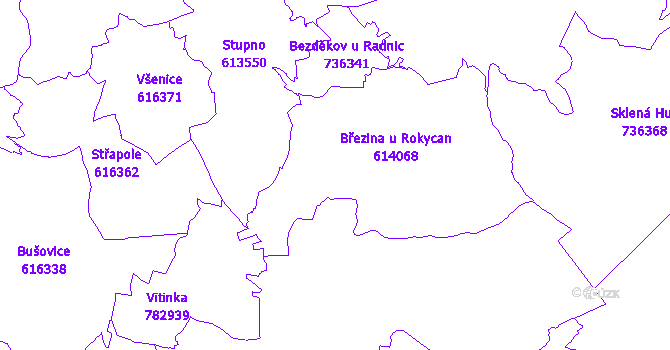 Katastrální mapa Březina