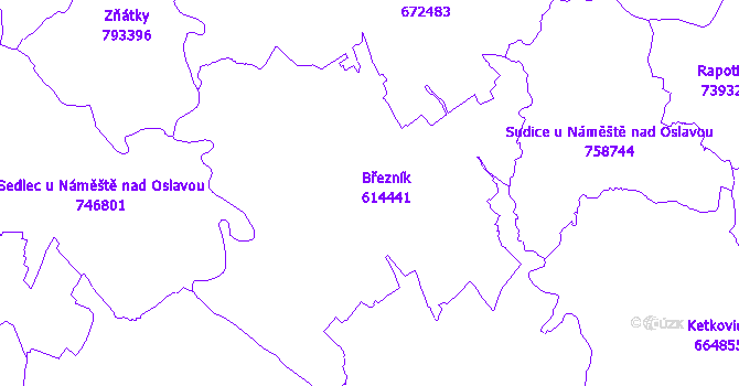 Katastrální mapa Březník