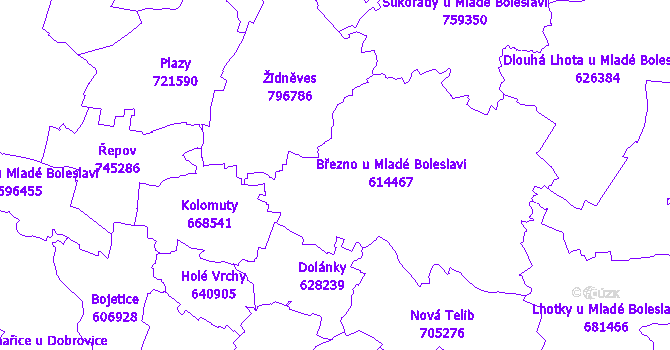Katastrální mapa Březno