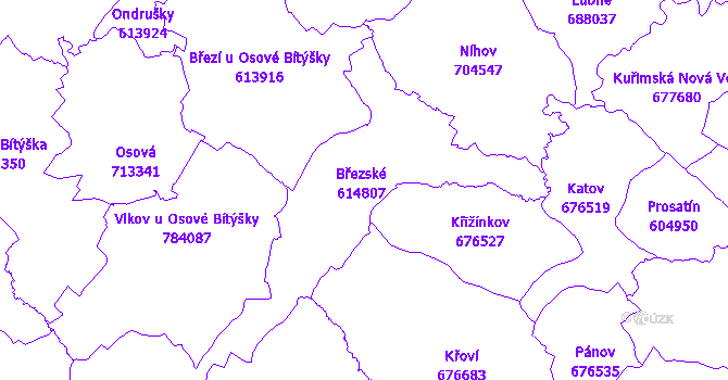 Katastrální mapa Březské