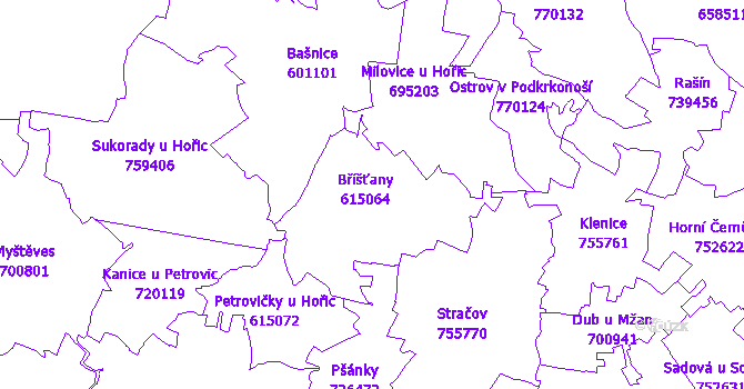 Katastrální mapa Bříšťany