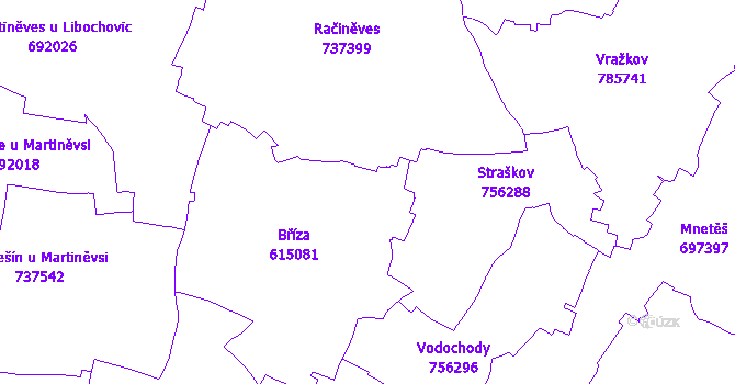 Katastrální mapa Bříza