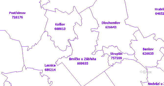Katastrální mapa Brníčko