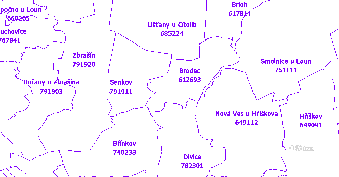 Katastrální mapa Brodec